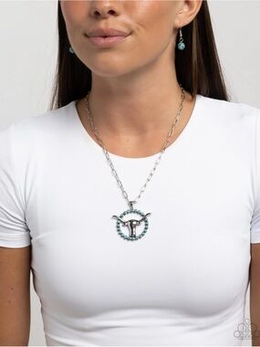 Longhorn Lasso Blue Necklace